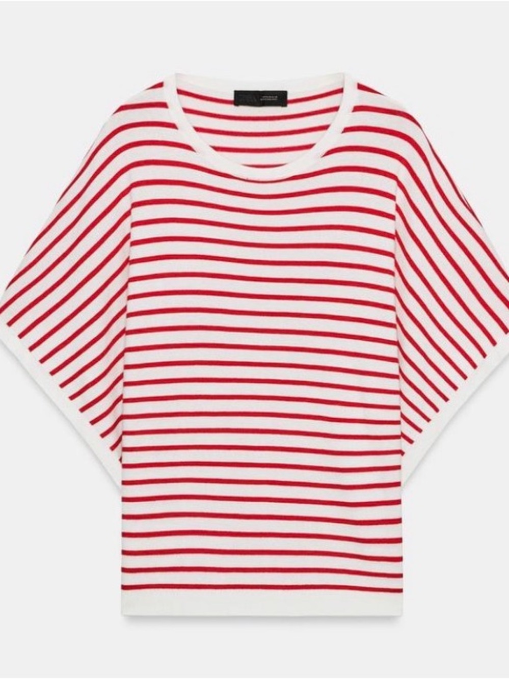 Zara White Top with Red Stripes - Short Sleeve